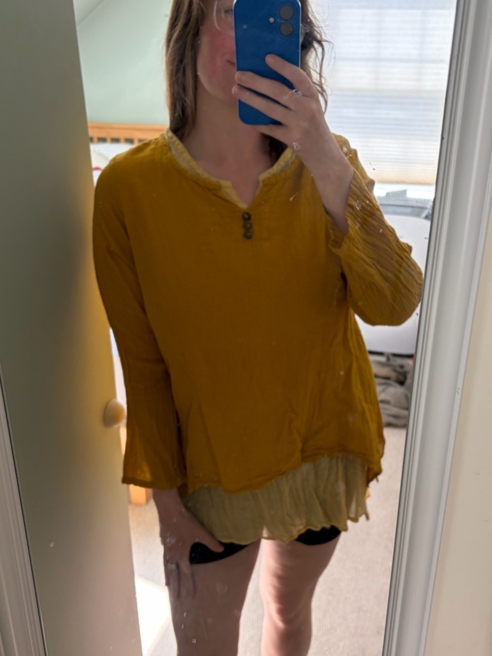 Surya Mustard Yellow Long Sleeve Top, size M